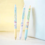 Sanrio / GuangBo 3-pcs pastel-colored gel pens. Pens  feature Sanrio characters and in 3 colors: light blue, yellow, and mint green.