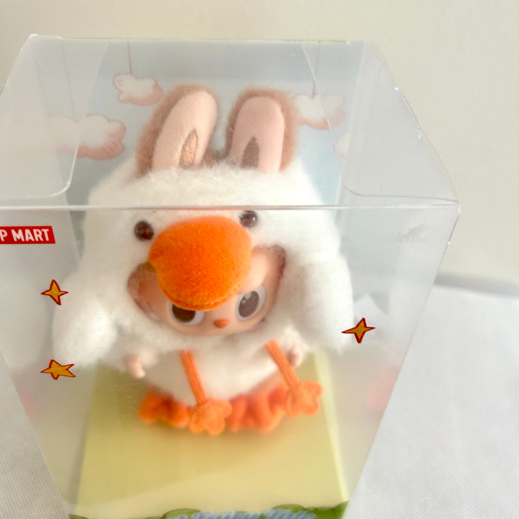 A close-up of the top view of a Labubu Forest Fairy Tale plush doll.