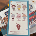 A collectible blind box of 'The Monsters Hair Salon Series' showing six different monster character designs (Central Vibe, After Rain, Warm Cat, Burn Scars, Secret Moon, Blue Prelude) and a mystery secret edition icon