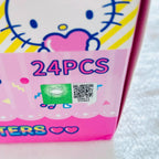 An outer box of the Sanrio Characters 12pc HB Pencils, box shows OR code with Hello Kitty head. 