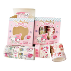 Pink My Melody washi tape rolls displayed with their retail packaging on a clean white background. The packaging features cute illustrations of My Melody and Sanrio characters, and the tape itself has various pastel patterns.