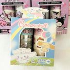 A boxed set of Cinnamoroll-themed decorative tape shown in retail packaging.