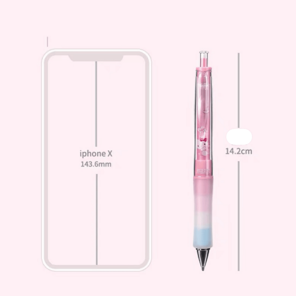A graphic shows My Melody mechanical pencil's height is 14.2cm. 