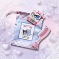 A Kuromi drawstring pouch with a pink My Melody hair comb.