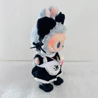 Black Cat Maid Costume Set for 17cm Labubu Dolls – Frilly Apron Dress, Cat Ears & Popcorn Charm