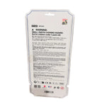 The back of a retail package for a Kitearo POP-MAT toy. The package is white with black warning text with a QR code.