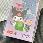 Sanrio Kuromi and My Melody 12-piece eraser pack, a close-up of certificate mark.