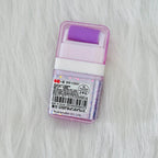 Back view of a purple Sanrio Hello Kitty Erasers with roller shavings collector, shows product details and barcode.