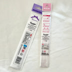 Two packaged Sanrio ruler, a purple package labeled 'Kuromi' and a pink package labeled 'RULER' with measurement guide graphics.