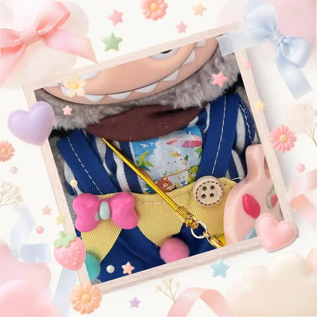 The close-up view of the top of the clothing set. 