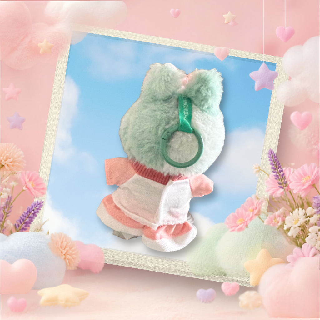 The front view of the clothing set that include pink fleece dress with a teddy bear graphic top